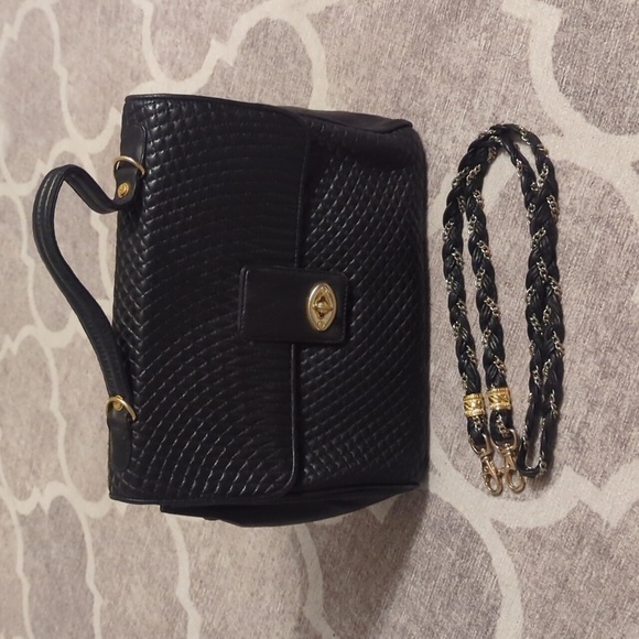 Black Leather Quilted Crossbody Purse - Picture 7 of 11